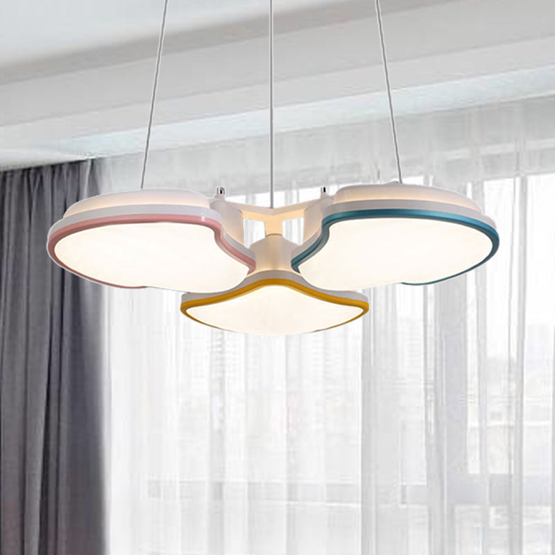 Iluminación colgante de dormitorio para niños de 3 jefes con tono de metal de hoja Multicolor LED colgante de colgante