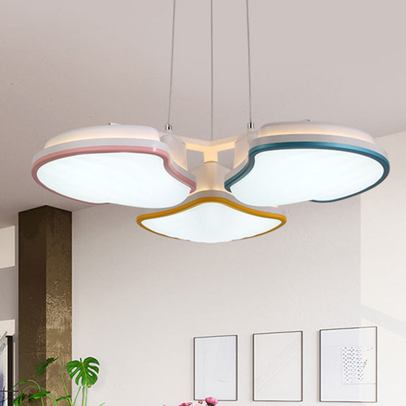 Iluminación colgante de dormitorio para niños de 3 jefes con tono de metal de hoja Multicolor LED colgante de colgante