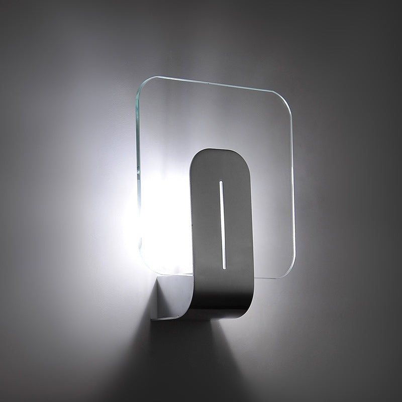 1 lumière de la salle de bain LED LED avec une teinte en verre transparent carré lampe murale nickel en lumière chaude / blanche