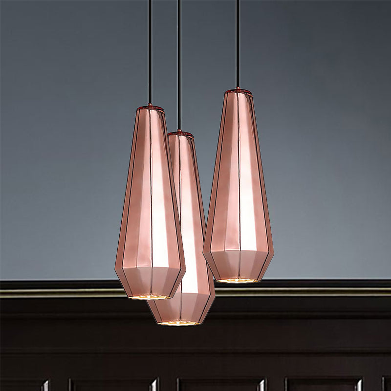 Luz de mini colgante de oro rosa sobre el mostrador de la barra 1 Lámpara de techo de metal ligero después de