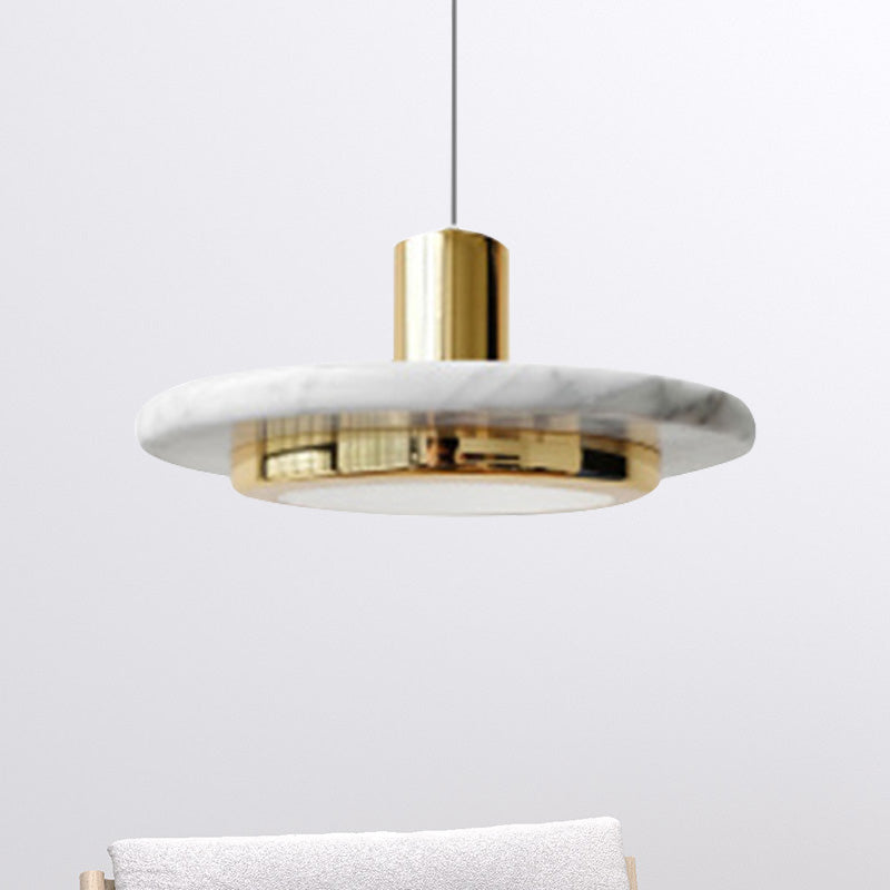 Disk Shape Metal Ceiling Pendant Fixture Modern LED Gold/Black Hanging Lighting Kit for Bedroom