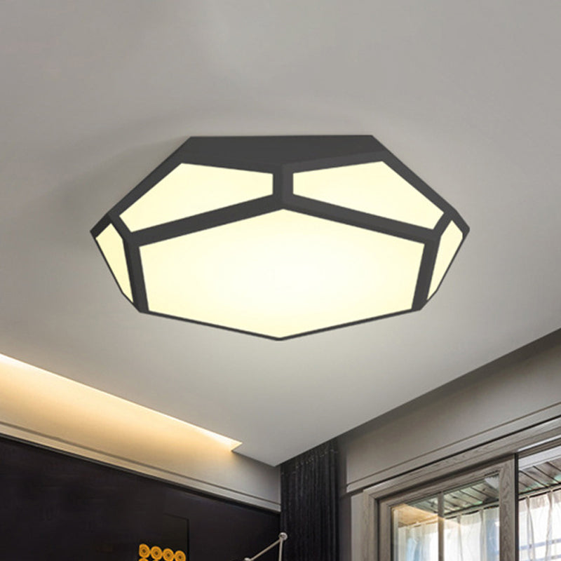 16.5"/20.5" Dia Metal Geometric Flush Mount Lighting with Acrylic Shade Nordic Black/White LED Ceiling Light in Warm/White
