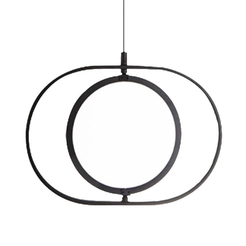 Suspension ovale plafonnier simplicité en métal LED pendentif noir, horizontal / vertical