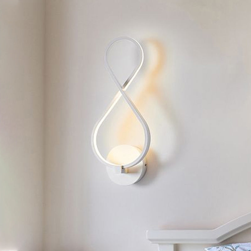 8-Shaped Wall Lamp Simple Acrylic LED 1 Light Black/White Wall Sconce Lighting in Warm/White Light