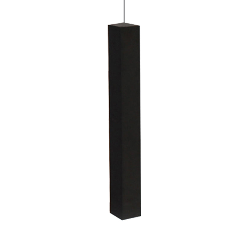 Contemporary Matte Black Cuboid Ceiling Lamp Metal Dining Room LED Pendant Light in White/Warm