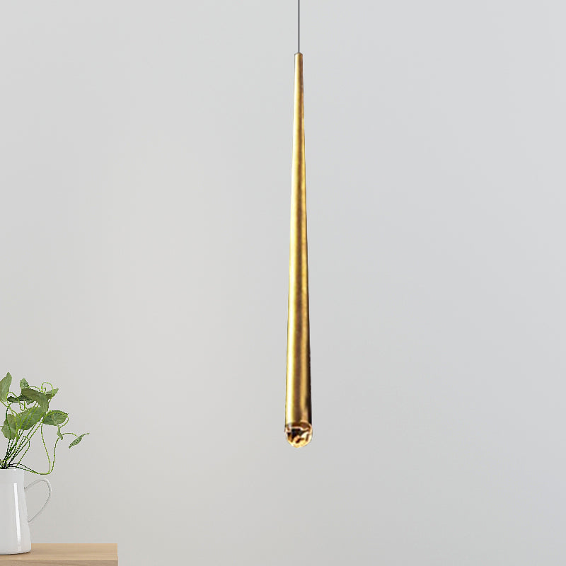 Tapered Ceiling Light Metal Minimalist LED Black/Brass Living Room Pendant Light Fixture with Adjustable Cord