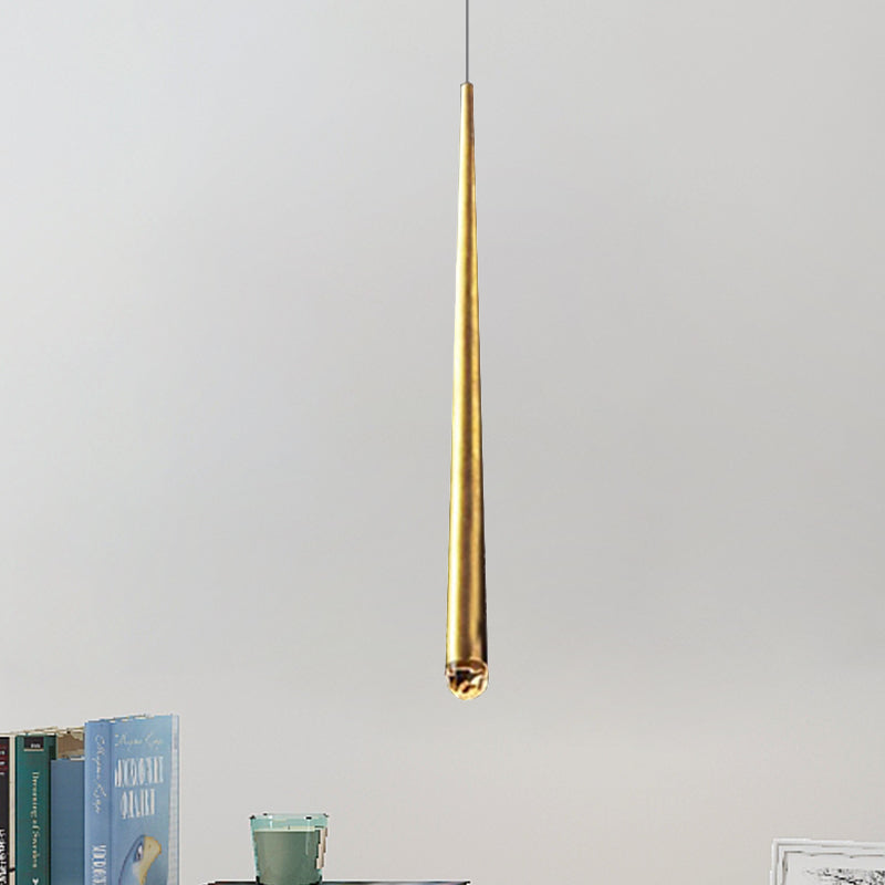 Tapered Ceiling Light Metal Minimalist LED Black/Brass Living Room Pendant Light Fixture with Adjustable Cord
