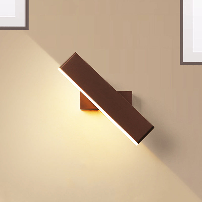 Metal Rotatable Rectangular Sconce Lighting Contemporary LED Coffee/White Wall Lamp for Bedside, Warm/White Light