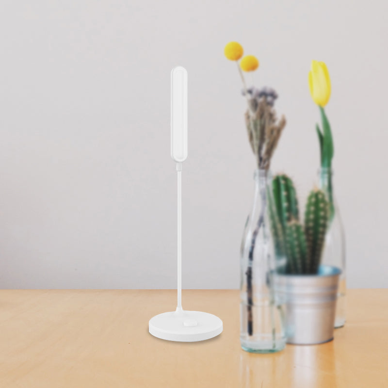 White Oblong Shade LED Desk Lamp Modern Simple Adjustable Table Light for Bedside Study Room