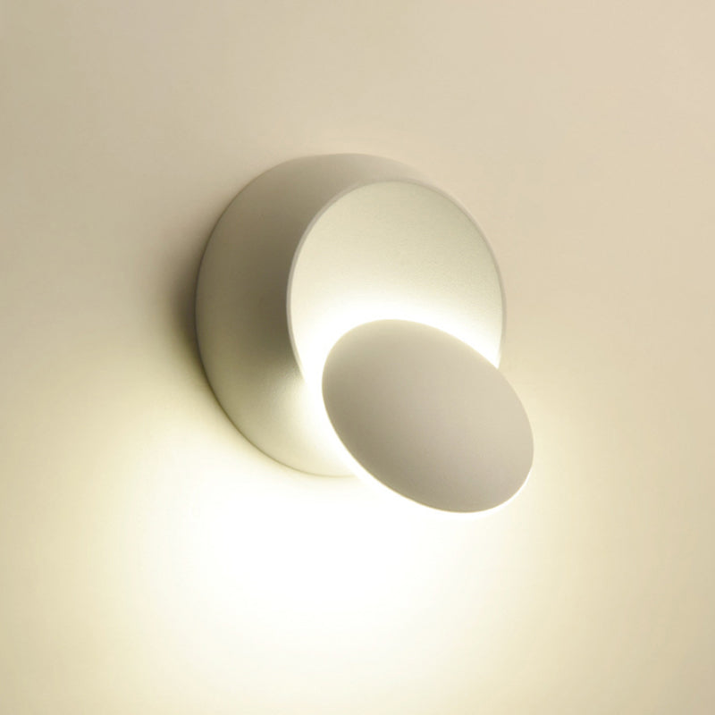Black/White Finish Rounded Wall Lamp Simple Style LED Aluminum Sconce Lighting for Stairway