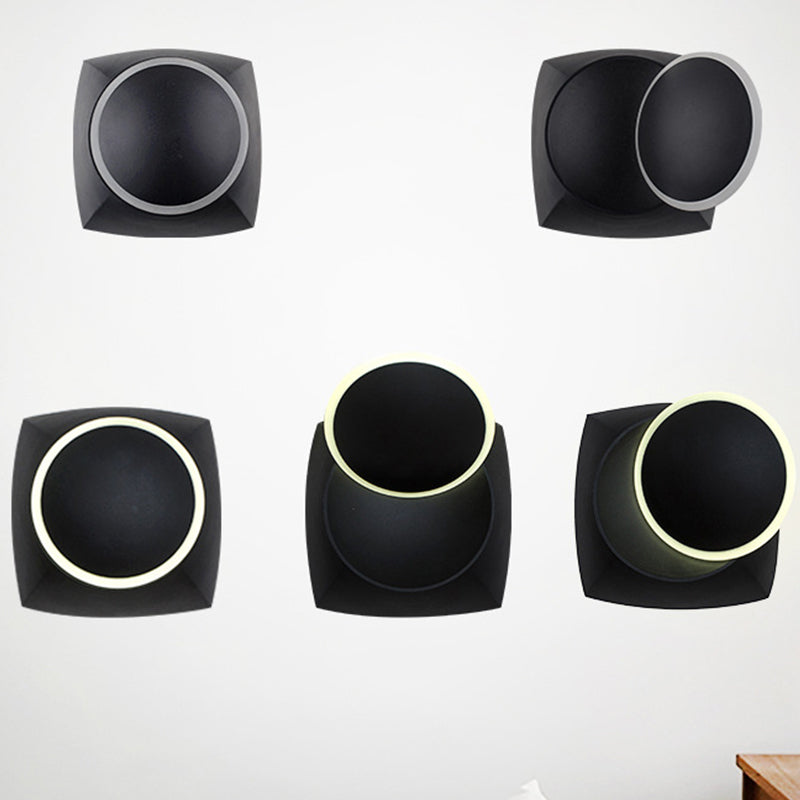 Rotation Squared Metallic Mur Murce Minimalisme LED Mur blanc LED MUR MURD dans un éclairage chaud / blanc