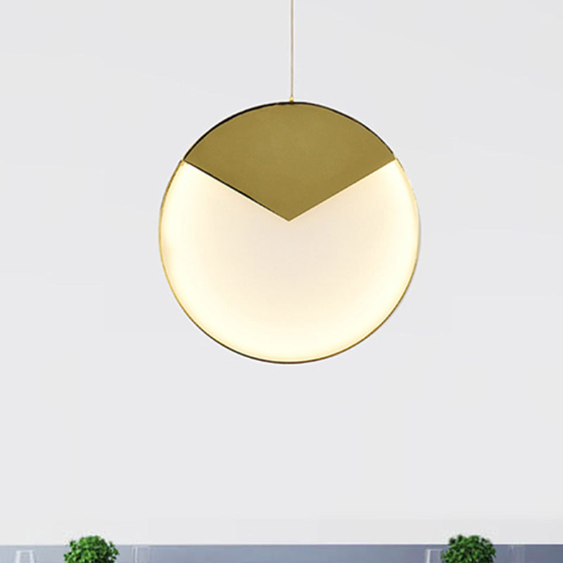 Iluminación colgante de vidrio de lácteo recto/triangular/circular Post moderna lámpara de techo colgante de oro LED para sala de estar