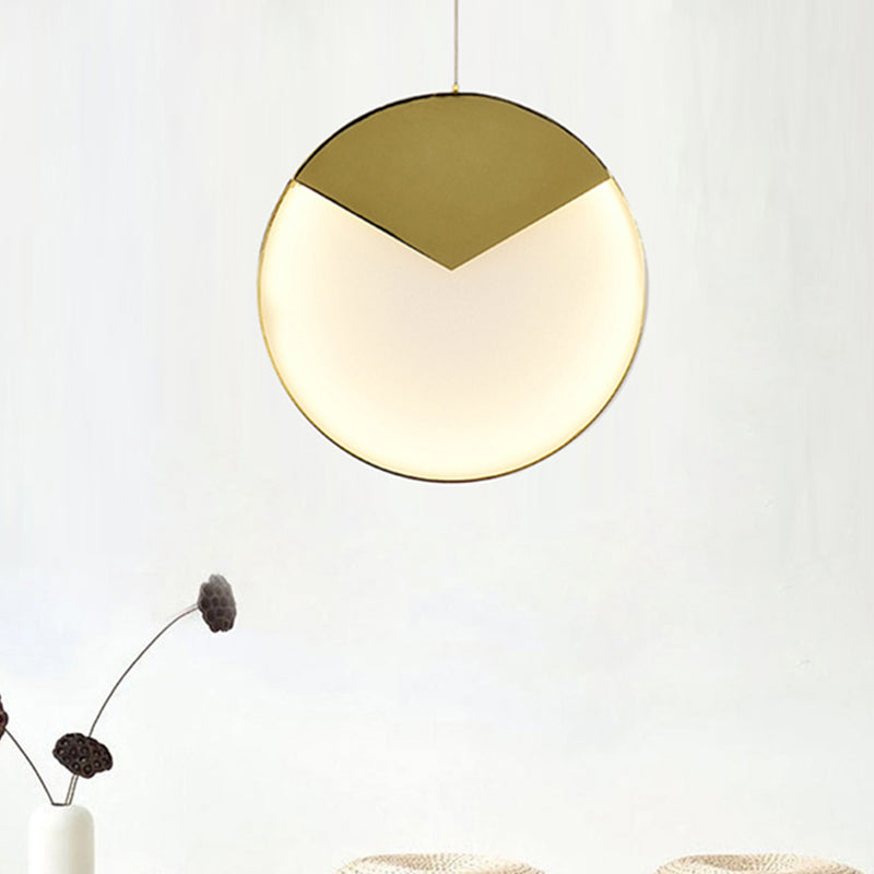Iluminación colgante de vidrio de lácteo recto/triangular/circular Post moderna lámpara de techo colgante de oro LED para sala de estar
