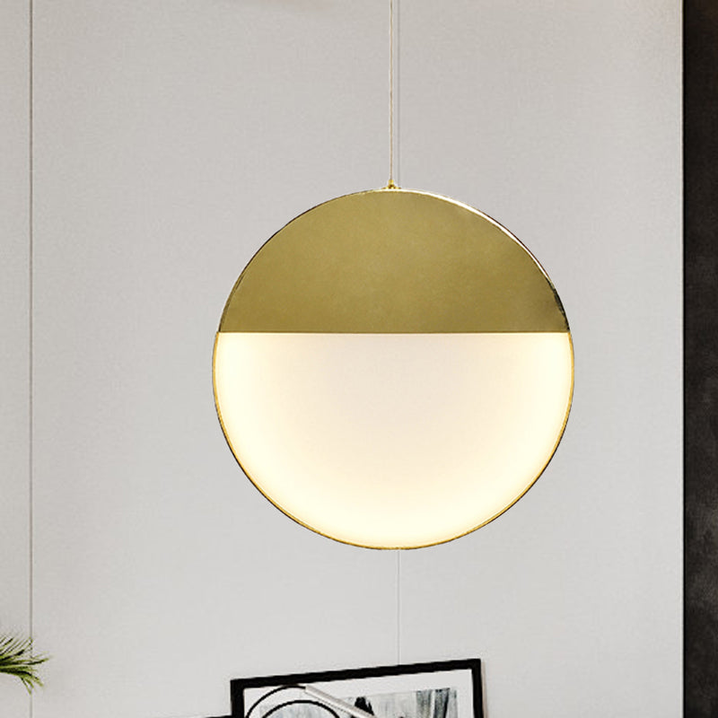 Iluminación colgante de vidrio de lácteo recto/triangular/circular Post moderna lámpara de techo colgante de oro LED para sala de estar