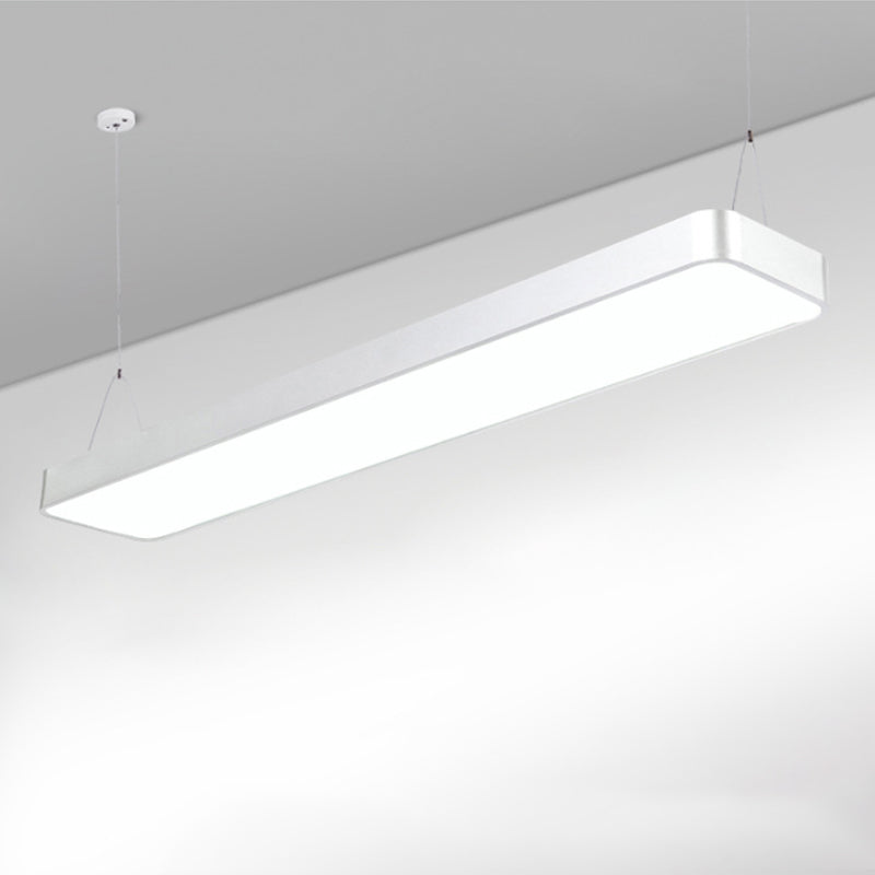 23,5 "/35,5"/47 "Lange LED Hängende Beleuchtung mit schlanker rechteckiger linearer Metallschatten Minimaler Silber/Weiß -Weiß -Deckenlampe, 5"/8 "/12" breit