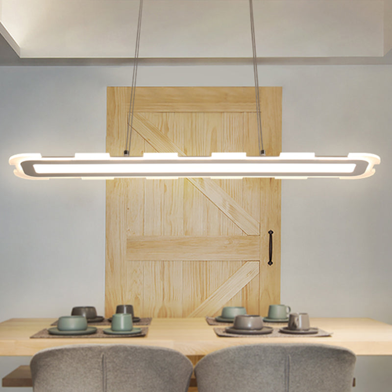 Minimalista de 16 "/23.5" /31.5 "Costilla LED de ancho con tono acrílico lámpara de techo lineal blanca sobre isla en luz cálida/blanca/interna cálida y blanca exterior