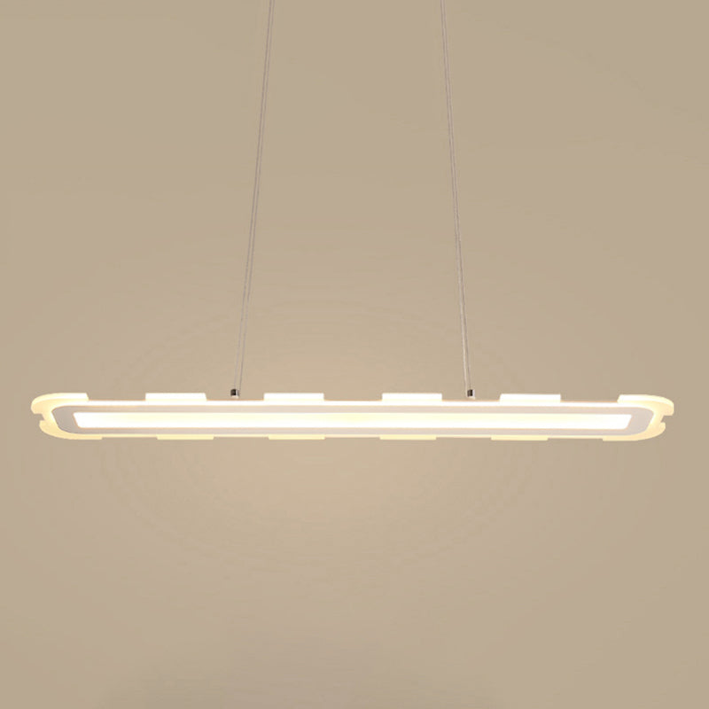 Ciondolo a LED largo 16 "/23,5"/31,5 "minimalista con lampada a soffitto lineare bianca con tonalità acrilica sull'isola in luce calda/bianca/interna e bianca esterna
