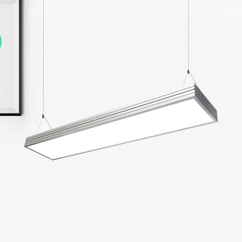 Lámpara colgante de oficina LED con caja de metal sencilla simplicidad plateada/plateada lámpara de techo negro para comedor, 8 "/12" de ancho