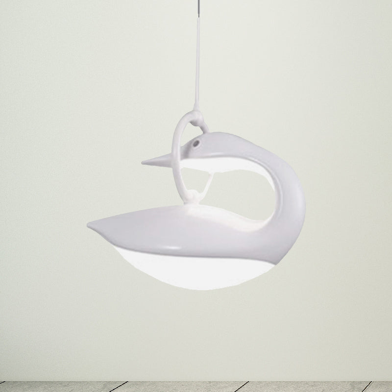 Luz de lámpara colgante marrón/dorada/blanca de cisne post moderna luz de techo LED de tono acrílico, luz de tercer engranaje