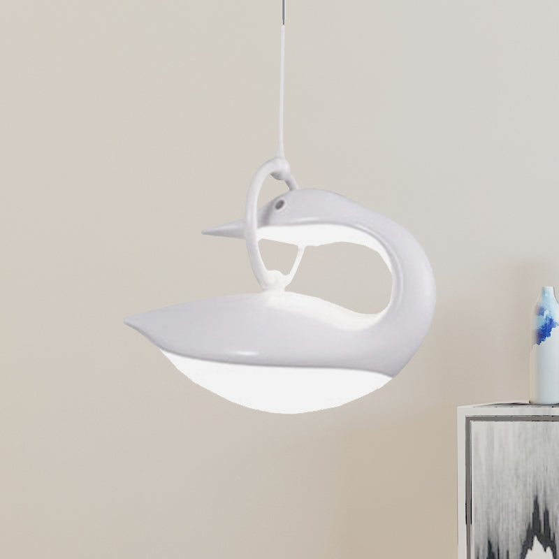 Luz de lámpara colgante marrón/dorada/blanca de cisne post moderna luz de techo LED de tono acrílico, luz de tercer engranaje