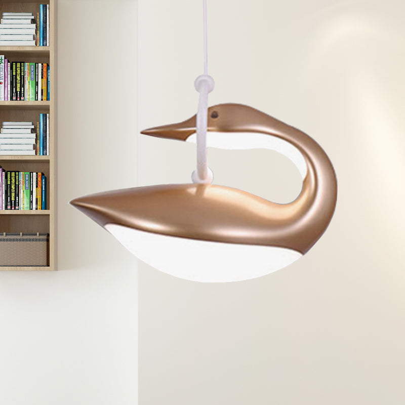 Luz de lámpara colgante marrón/dorada/blanca de cisne post moderna luz de techo LED de tono acrílico, luz de tercer engranaje