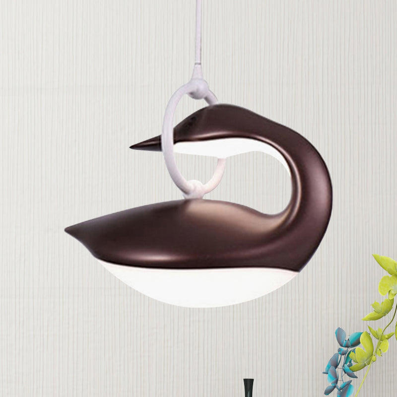 Luz de lámpara colgante marrón/dorada/blanca de cisne post moderna luz de techo LED de tono acrílico, luz de tercer engranaje