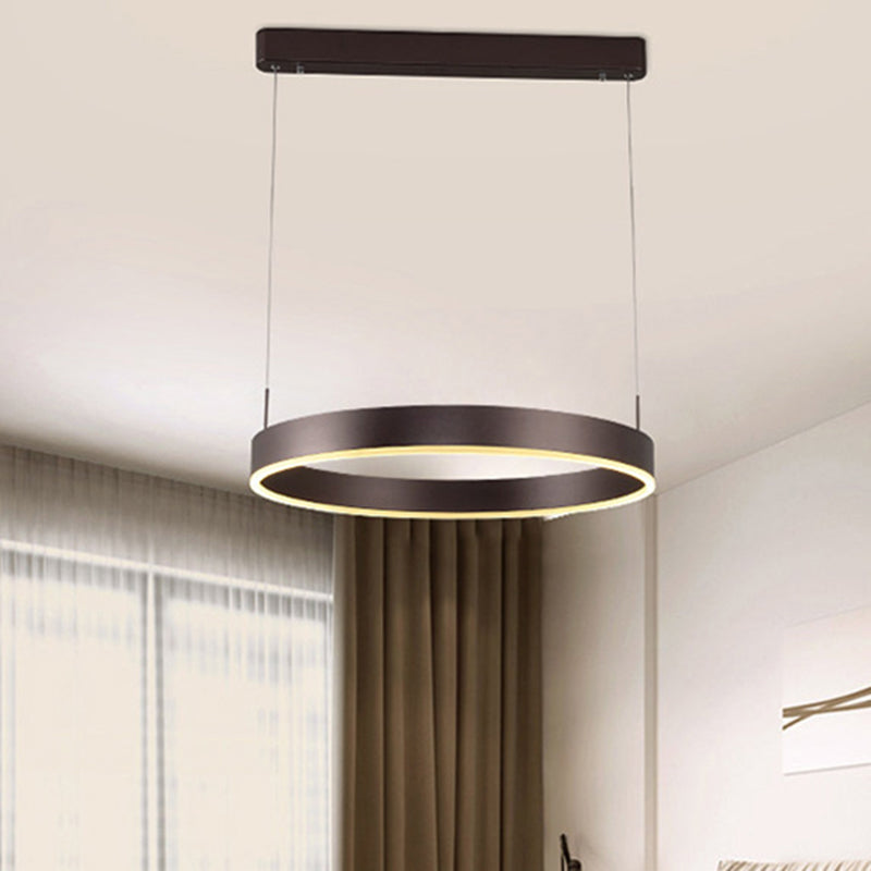 Modern 1/2/3-Light Suspension Pendant with Acrylic Shade Coffee Ring Chandelier Light in Warm/White Light