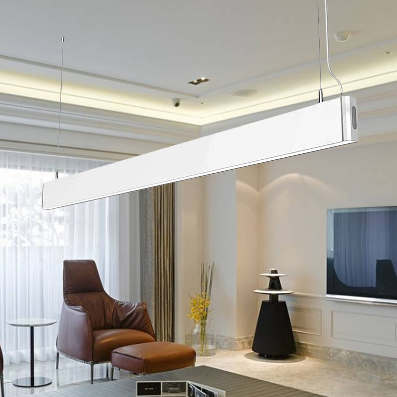 Linear Pendant Lamp Minimal Metal Led White/Black Hanging Light Kit in White/Warm/Natural Light