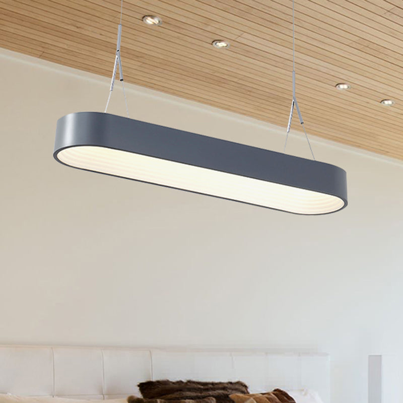 Luz de colgante elíptico nórdico Metal Metal White/Gris Luz de techo colgante para comedor, 33.5 "/47" de ancho