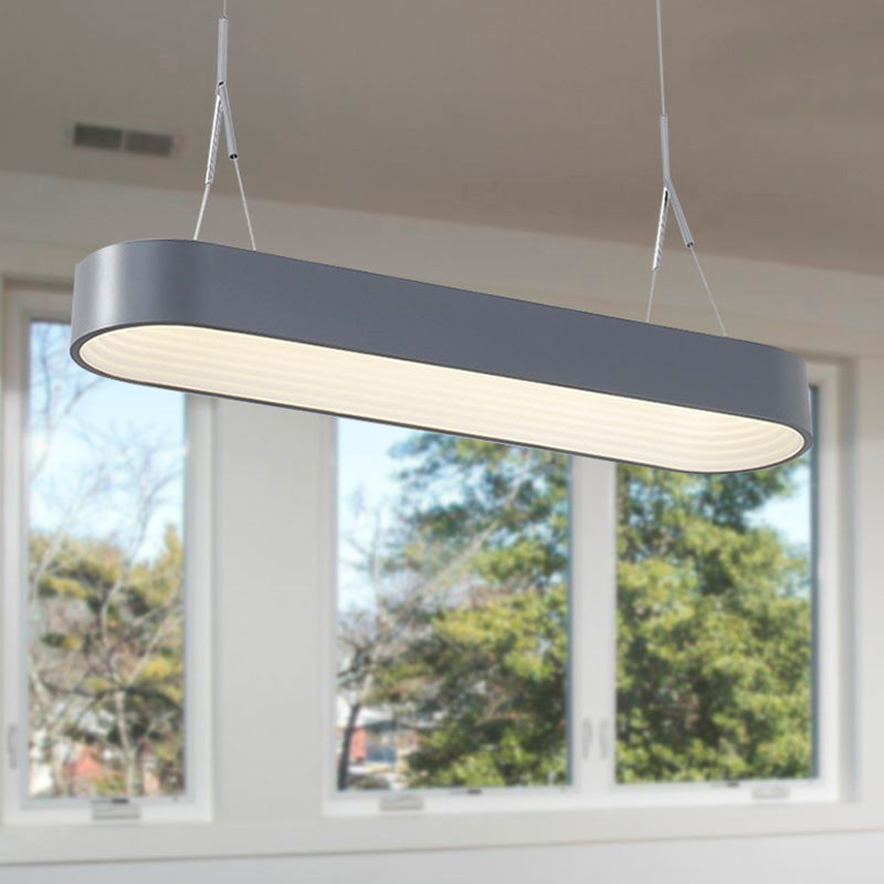 Luz de colgante elíptico nórdico Metal Metal White/Gris Luz de techo colgante para comedor, 33.5 "/47" de ancho