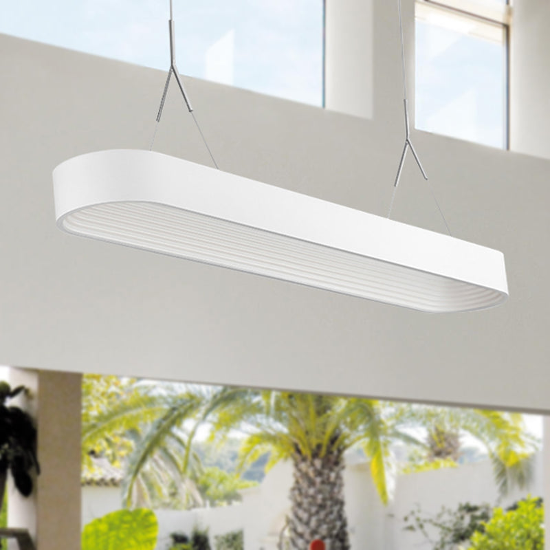 Luz de colgante elíptico nórdico Metal Metal White/Gris Luz de techo colgante para comedor, 33.5 "/47" de ancho