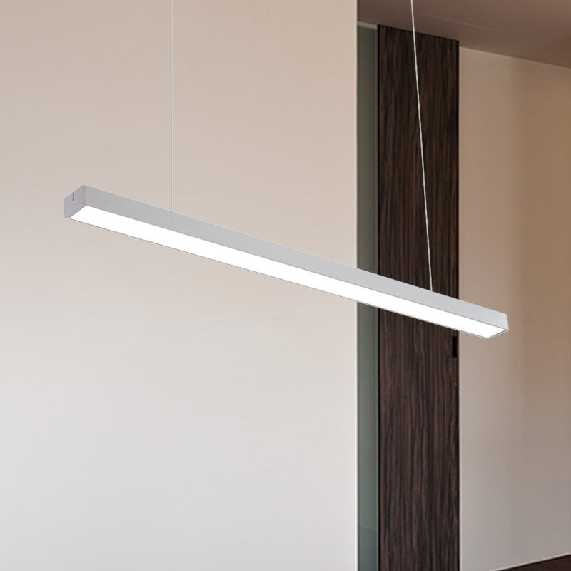 Rectangular Hanging Lamp Modern Metal Led 23.5"/35.5"/47" Wide Black/Silver Ceiling Pendant Light Fixture for Bedroom