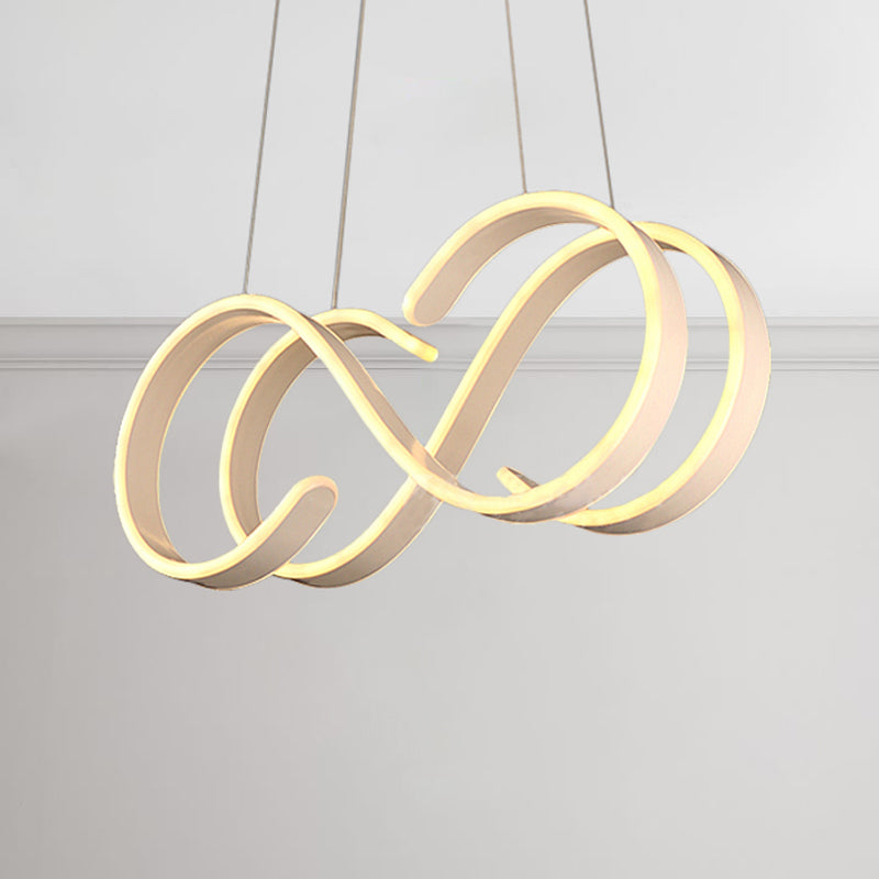 Simple LED 1 Light Drop Pendant with Acrylic Shade White 8-Shaped Chandelier in Warm/White/Natural Light