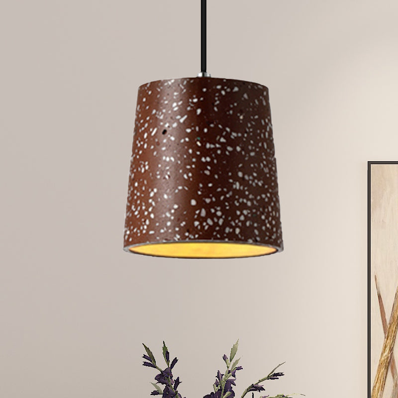 Iluminación colgante de cono de cemento en estilo nórdico 1 luz negra/blanca/marrón colgante luz