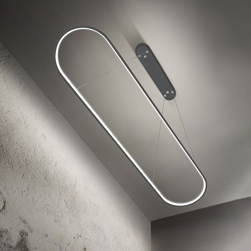 Simplicità del ciondolo a goccia ovale acrilica 27 "/35.5"/47 "Luce a traffico a trazione in bianco/nero a LED sul tavolo in tavola calda/bianca/telecomandata