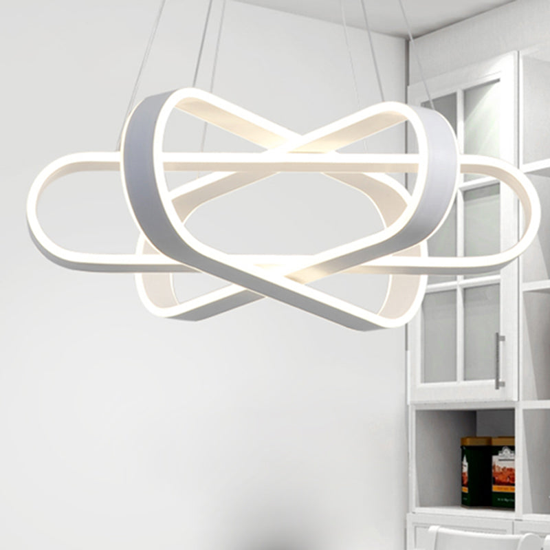 Ellipse Bedroom Chandelier Lamp Acrylic 1 Light Modern LED Ceiling Pendant in White