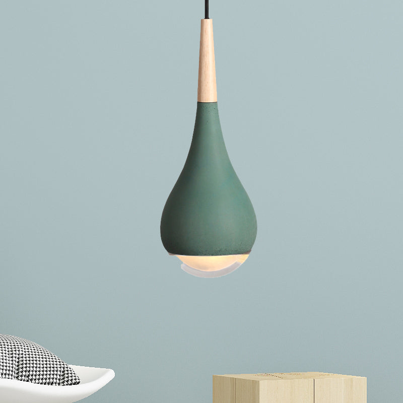 Pear Pendant Lighting Nordic Cement 1 Light Grey/Red/Green Hanging Ceiling Light