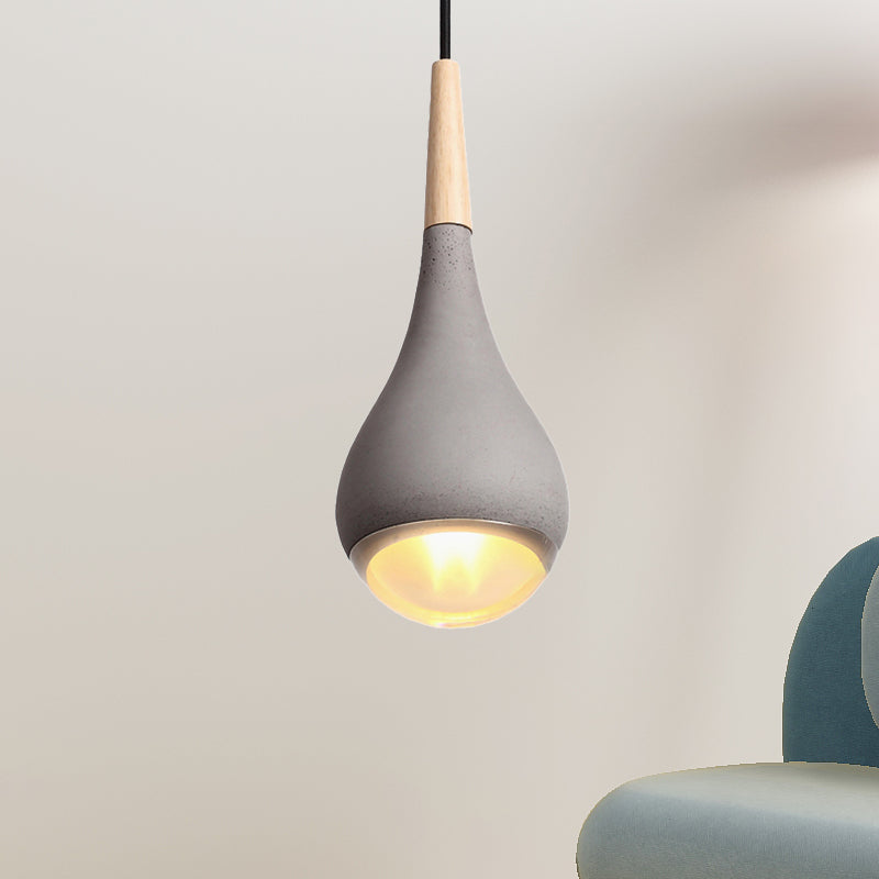 Pear Pendant Lighting Nordic Cement 1 Light Grey/Red/Green Hanging Ceiling Light
