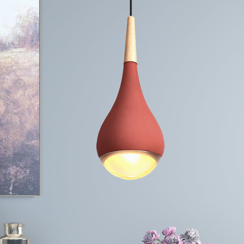 Pear Pendant Lighting Nordic Cement 1 Light Grey/Red/Green Hanging Ceiling Light