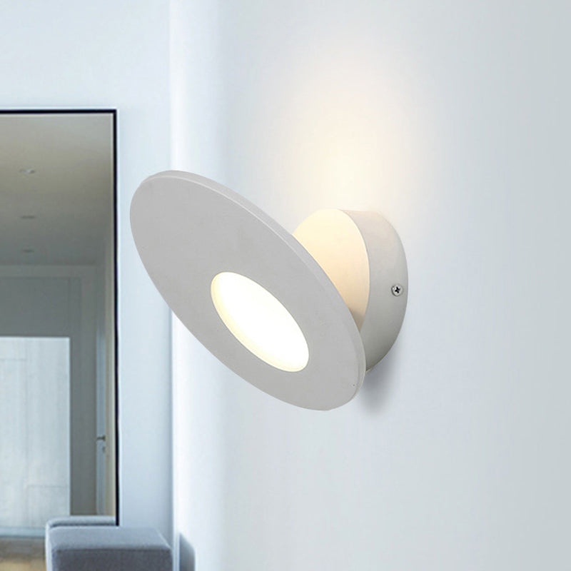 Stile semplicistico Round Acrilic Sconce Sconce Lampada montata a parete integrata in bianco/nero per camera da letto