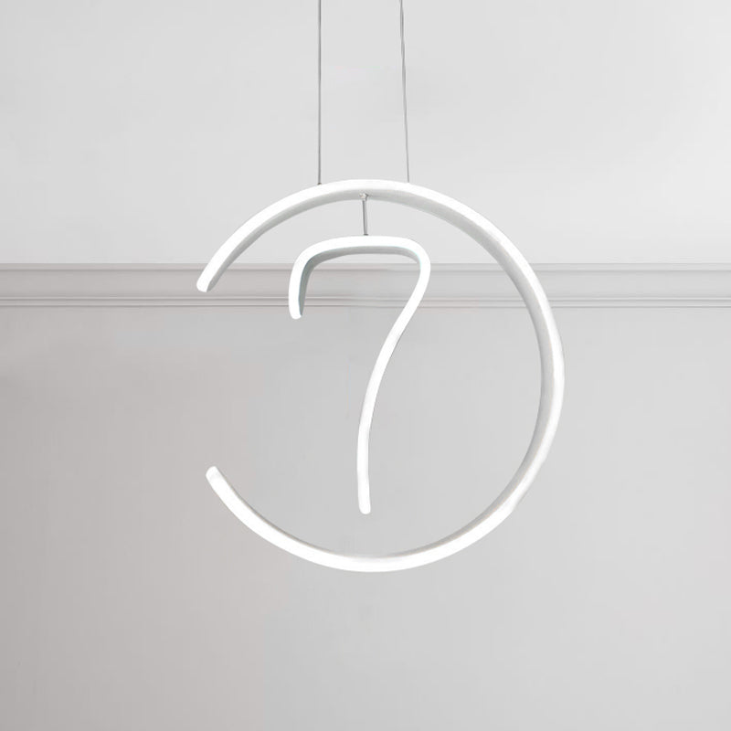 6/7/8-Shaped Drop Pendant Simple Acrylic 1 Light White Chandelier Lamp for Bedroom