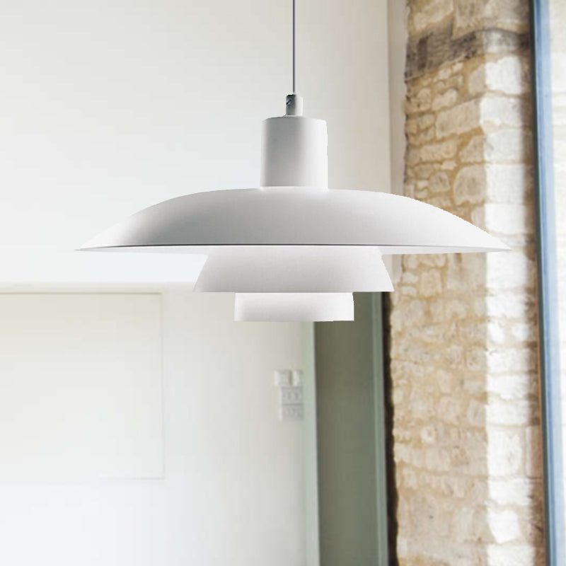 Lampada a sospensione con soffitto a più livelli di design Nordic Metal 1 head a sospensione rosa/bianco con tonalità svasata per soggiorno