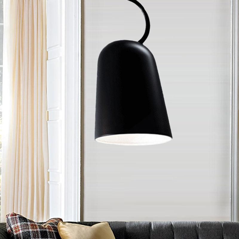 1 comedor ligero Luz colgante colgante con tono de metal Bell Lámpara de suspensión de estilo negro/blanco moderno