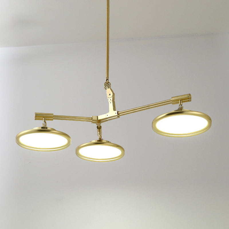 Round Chandelier Light Contemporary Glass 3/5/8 Lights Gold Hanging Pendant in Warm/White Light