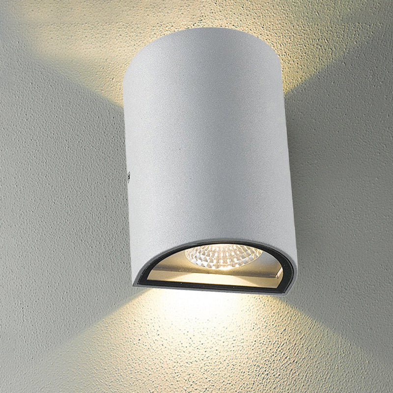 LED-Außenwandscheibe Licht mit Halbzylinder-Aluminiumschatten Schwarz/grau-Wandleuchte in warm/weißer Beleuchtung