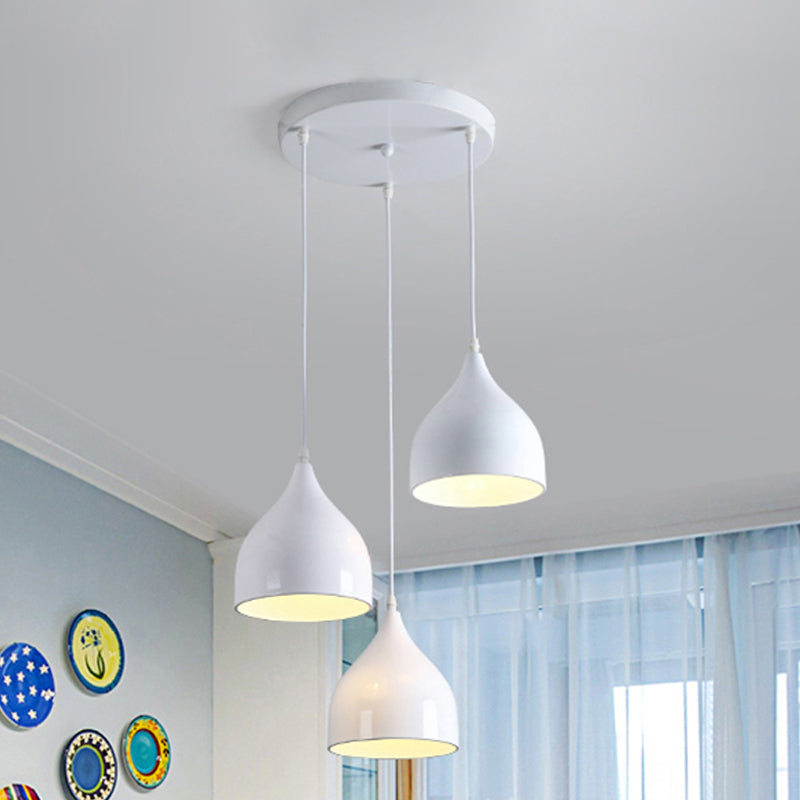 Bell Multi -Light -Anhänger im modernen Metall 3 Lichter schwarz/weiß hängende Deckenlicht mit runden/linearen Baldachin