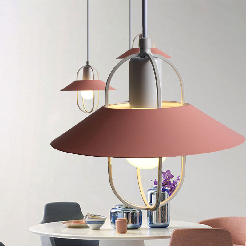 Contemporáneo 1 luz colgante de luz con tono de metal negro/rosa/blanca Luz de suspensión de linterna