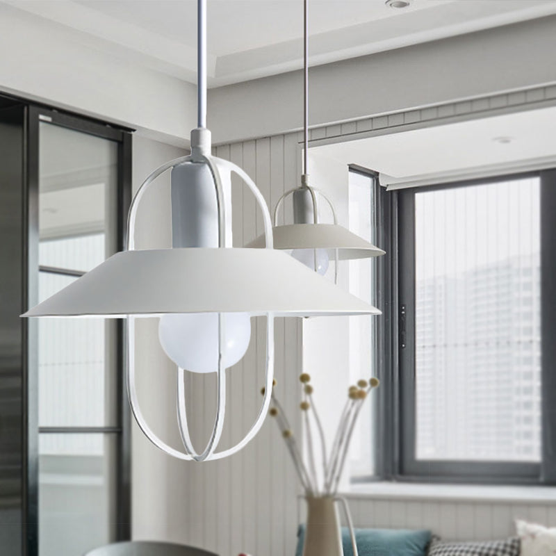 Contemporáneo 1 luz colgante de luz con tono de metal negro/rosa/blanca Luz de suspensión de linterna