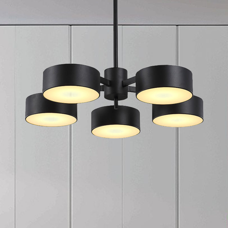Drum Pendant Light Post Modern Metal 3/5/6/10 Lights Black/Gold Chandelier Light for Living Room