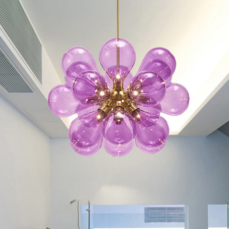 Bubble White/Blue/Purple Glass Chandelier Light Designer Multi Lights Brass Led Hanging Ceiling Light
